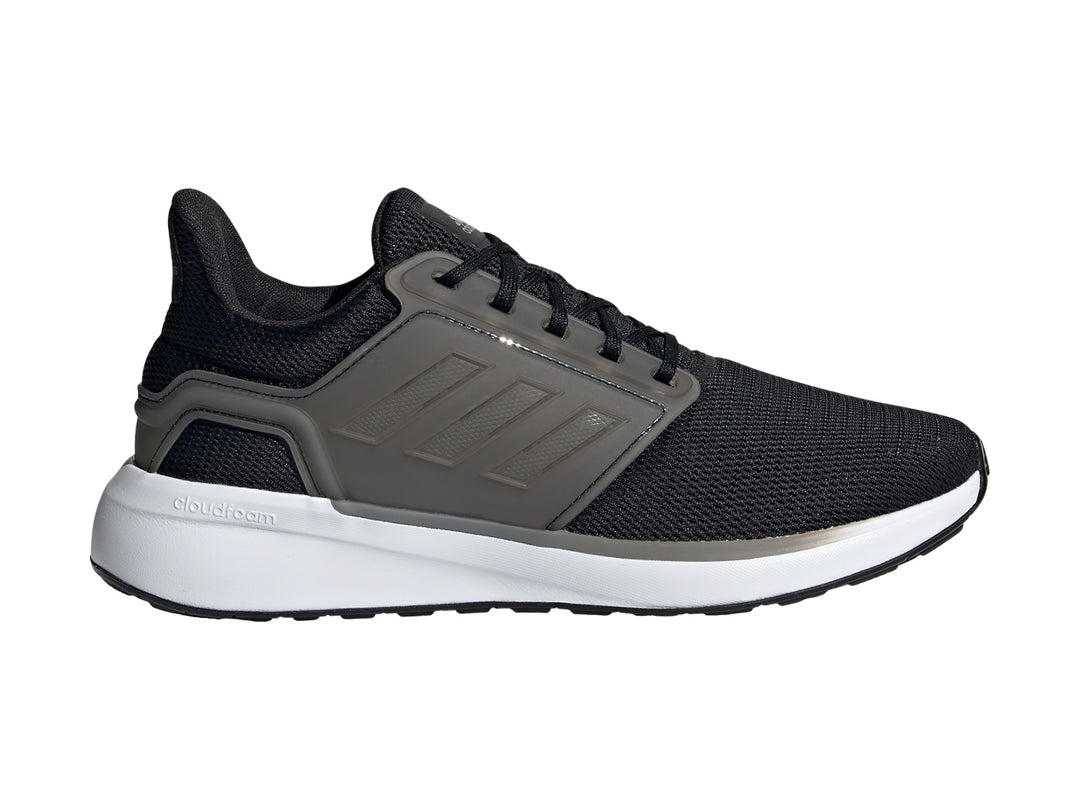 Tenis deportivos Adidas para mujer en color negro y gris con suela blanca.