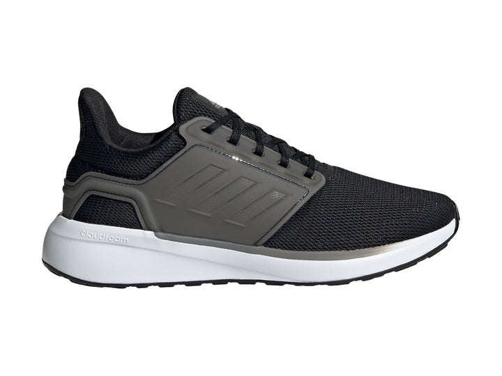 Tenis deportivos Adidas para mujer en color negro y gris con suela blanca.
