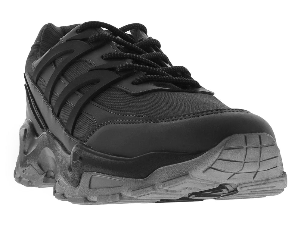 Tenis deportivos Clasben Tracki G en color negro con suela gris y detalles sintéticos.