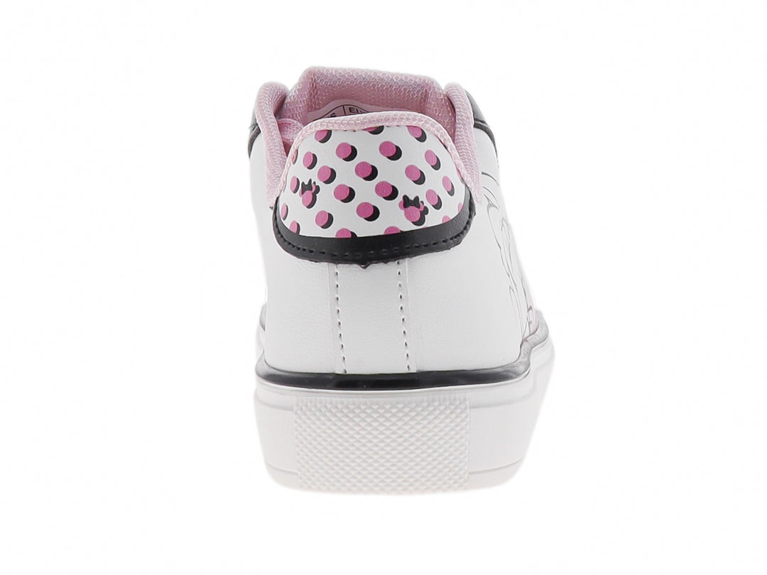 Tenis blancos para Niña con detalles en rosa y estampado de Minnie Mouse.