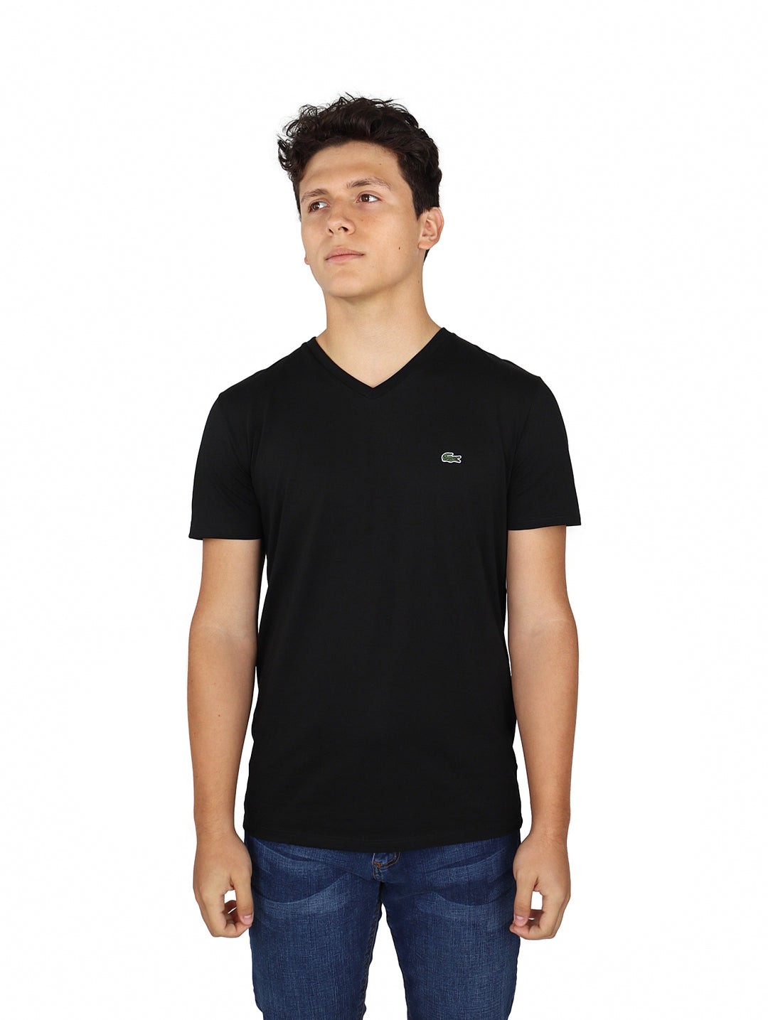 Playera Lacoste Cuello V Negro para Hombre