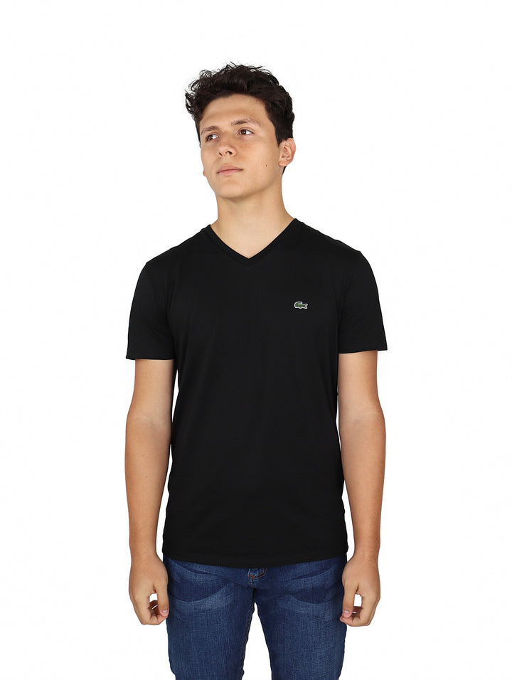 Playera Lacoste Cuello V Negro para Hombre
