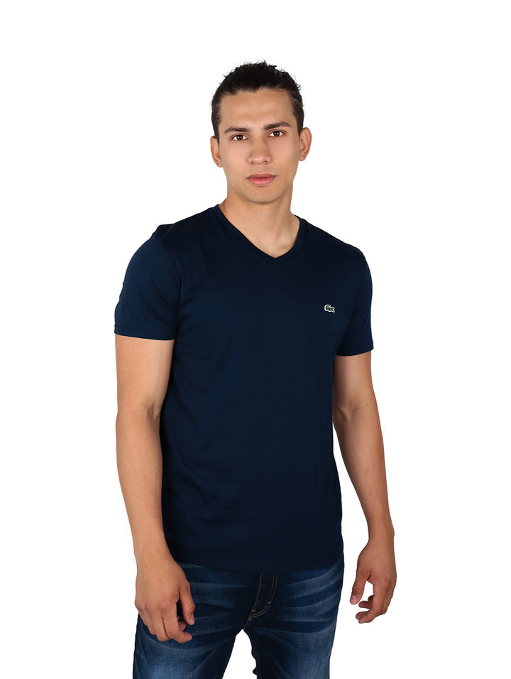 Playera Lacoste Cuello en V Azul Marino para Hombre