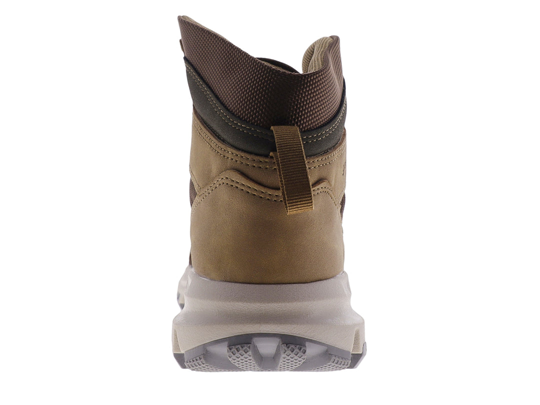 Botas color café de la marca Green Love con detalles en malla y suela gris robusta.