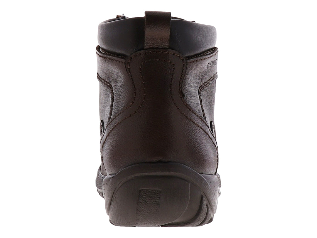 Bota casual de cuero color café oscuro con agujetas y suela gruesa para hombre.