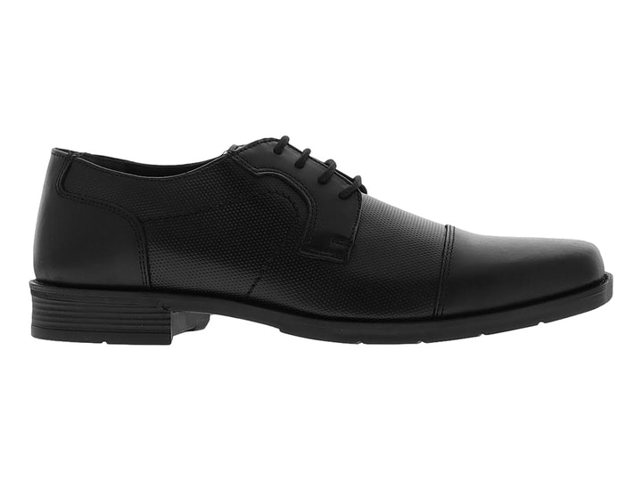 Zapato formal negro para hombre con cordones y acabado texturizado en los laterales.