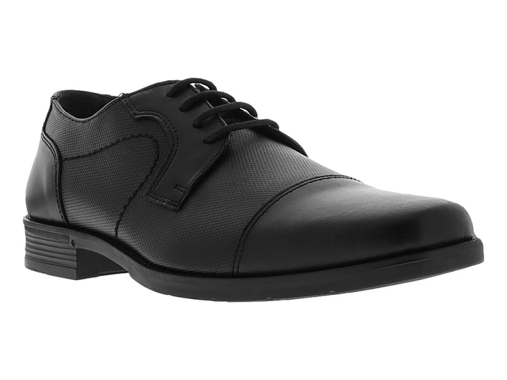 Zapato formal negro para hombre con cordones y acabado texturizado en los laterales.