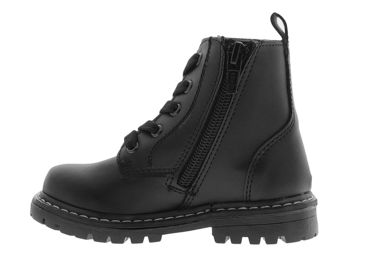Botas negras para niño o niña con detalles de estrellas brillantes en el lateral y suela gruesa.