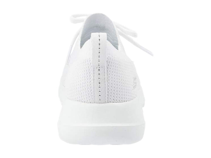 Tenis deportivos Skechers para mujer en color blanco con tejido transpirable y cordones.