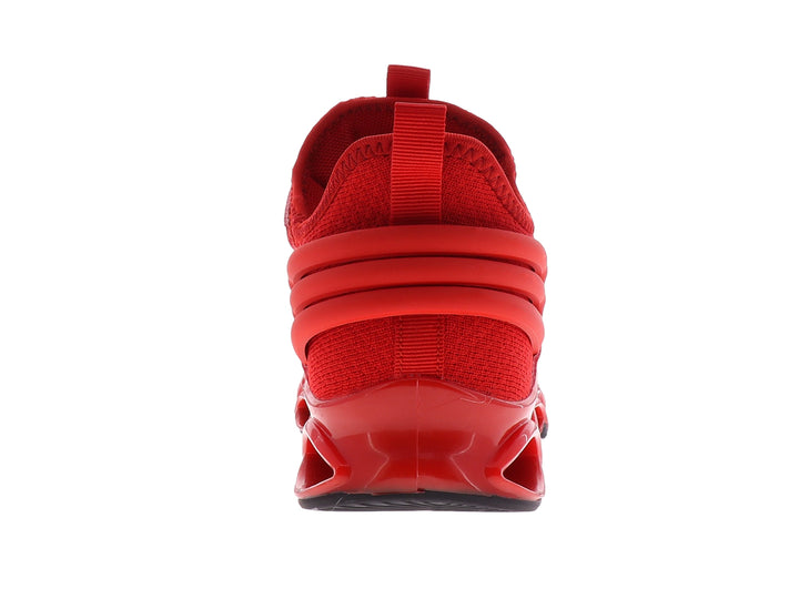 Tenis de baloncesto marca DYKHMATE en color rojo con suela negra y diseño ergonómico.