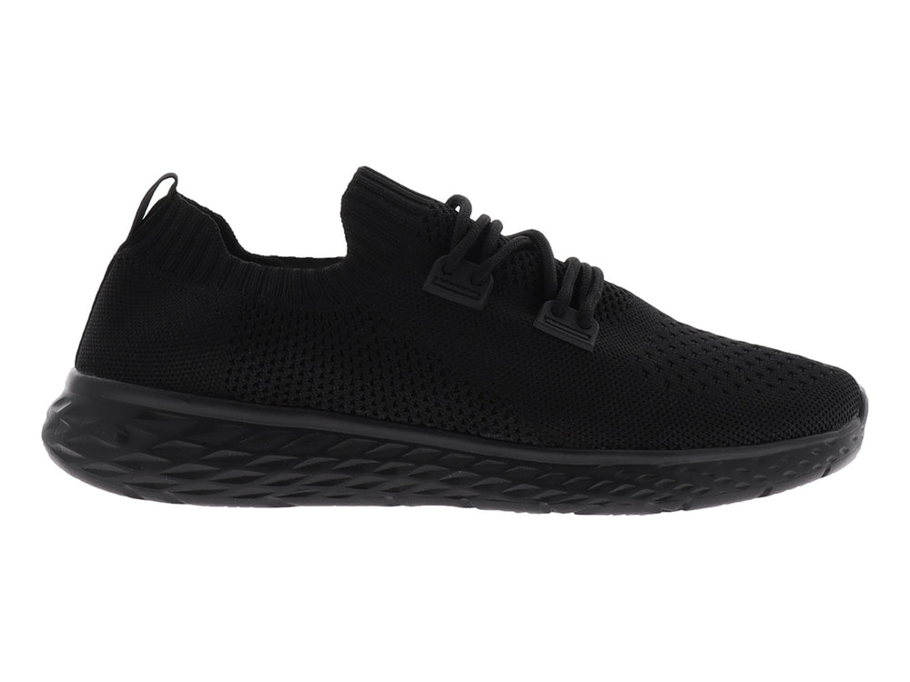 Tenis de baloncesto color negro con tejido transpirable y suela texturizada.