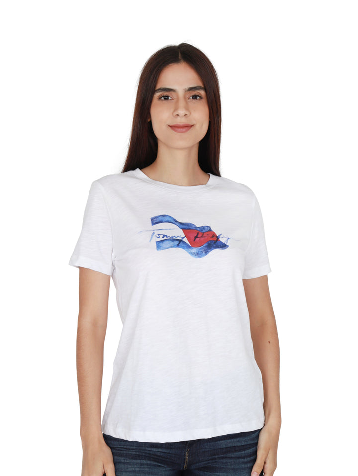 Playera Tommy Hilfiger Regular Motion Flag Blanca para Mujer