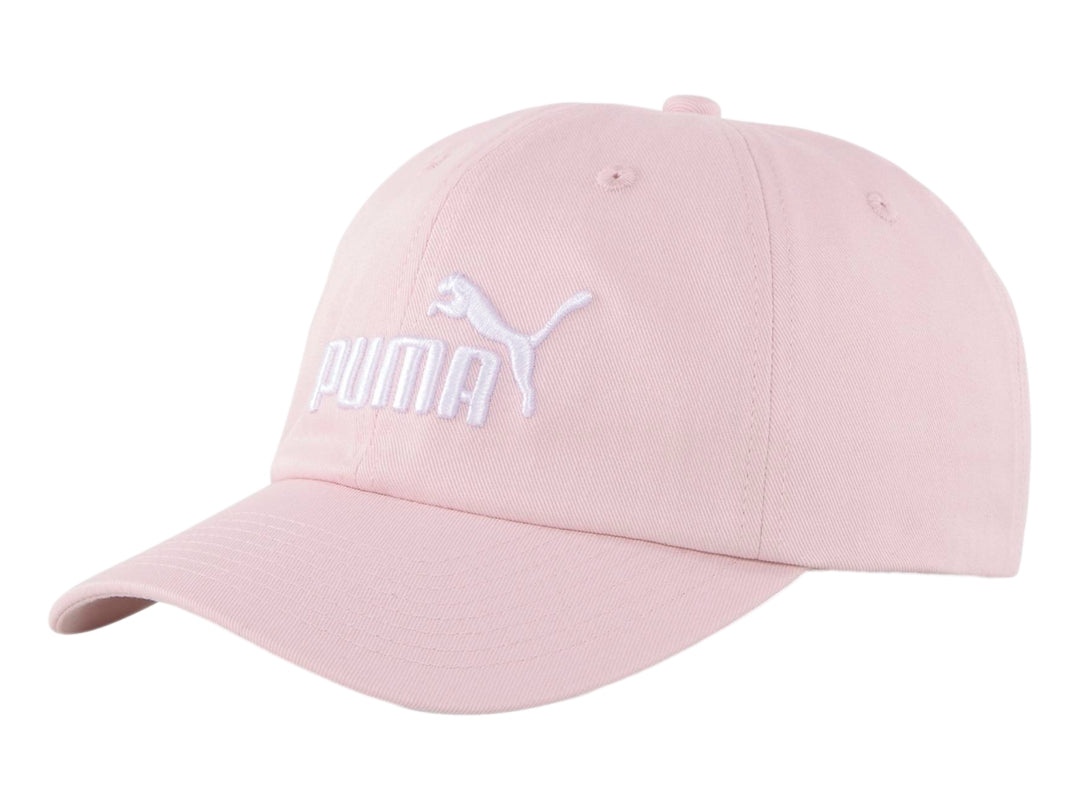 Gorra deportiva PUMA de color rosa con logotipo blanco bordado en el frente y visera curva.
