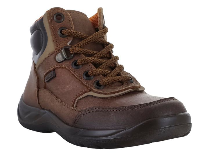 Botas casuales para niña en color café claro con agujetas y suela oscura.