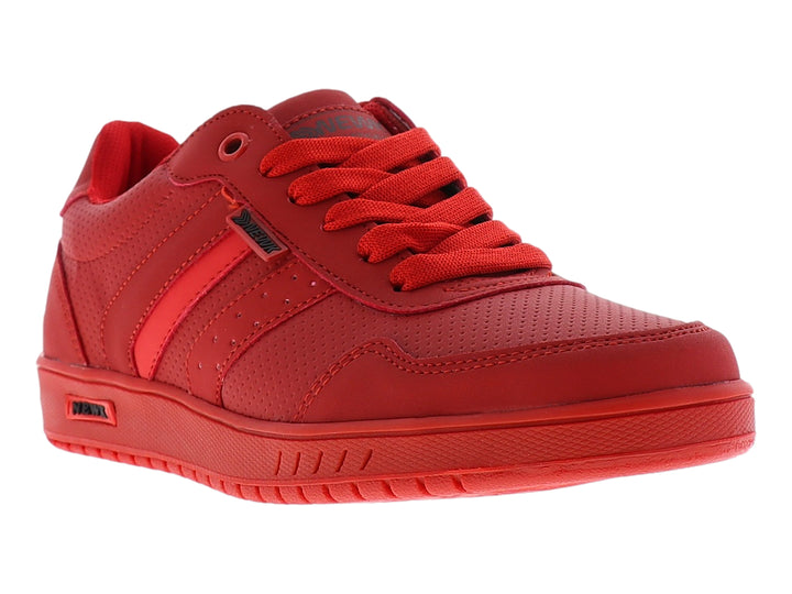 Tenis casuales color rojo para niño con suela y agujetas del mismo tono.