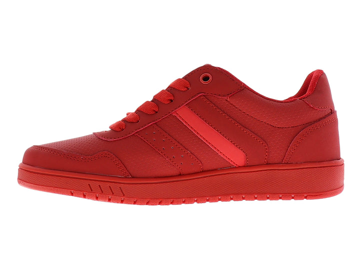 Tenis casuales color rojo para niño con suela y agujetas del mismo tono.