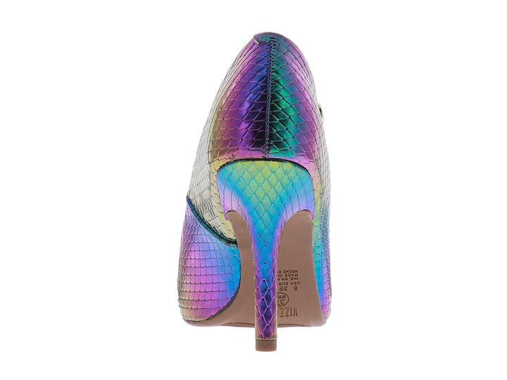 Zapato de tacón alto Vizzano con acabado multicolor metalizado y textura de piel de cocodrilo.