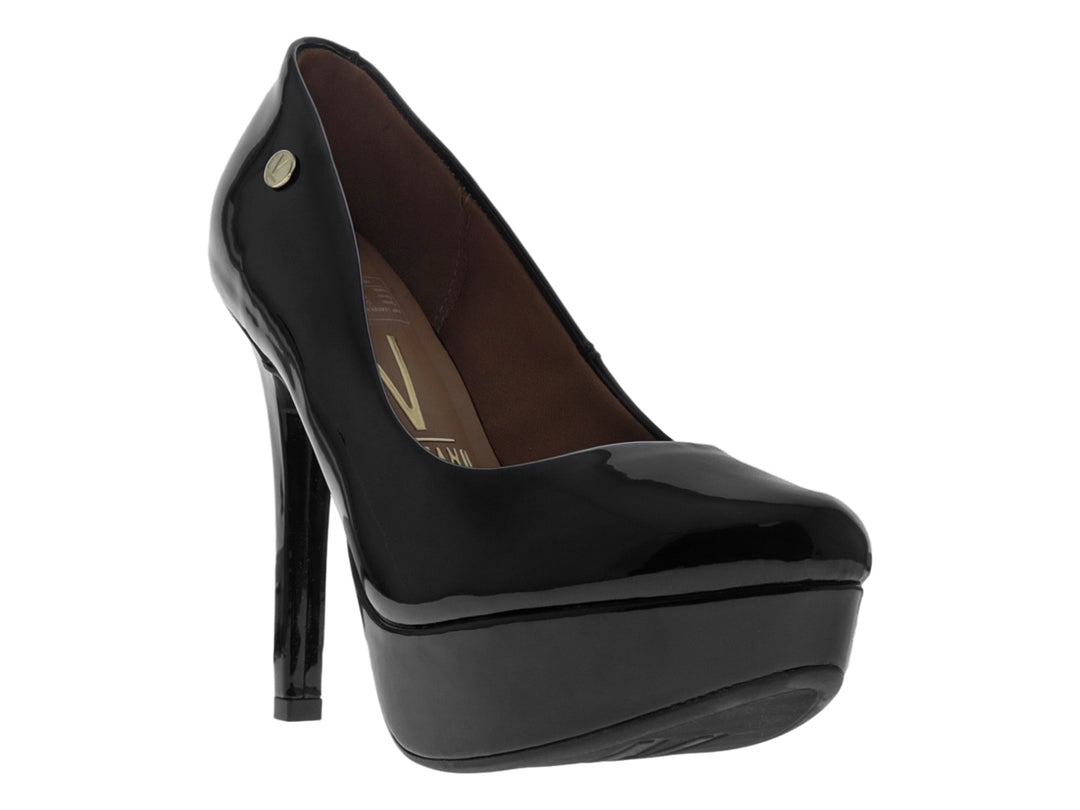 Zapato de tacón alto y plataforma en color negro brillante marca Vizzano para mujer.