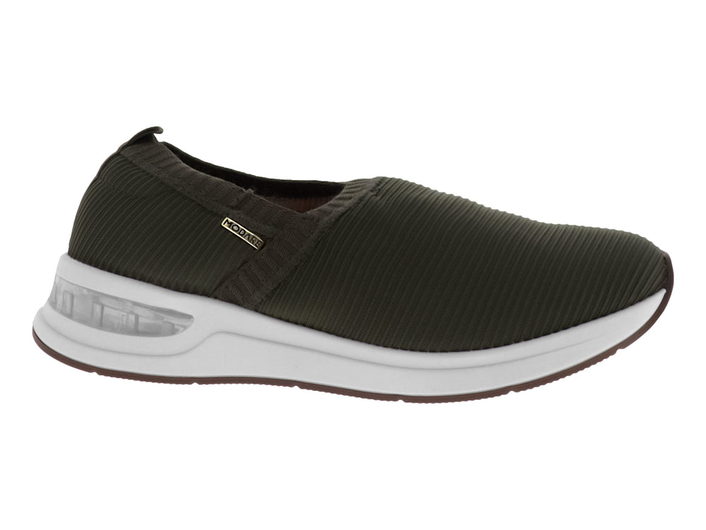 Zapato plano Modare color oliva de tejido acanalado con suela blanca y café para Mujer.