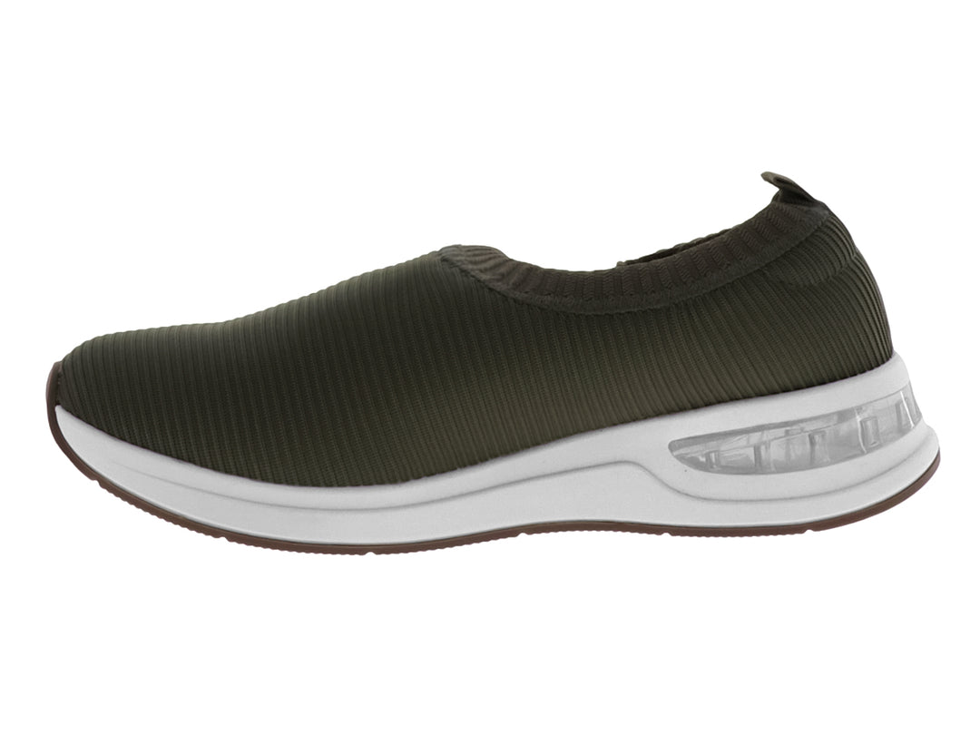 Zapato plano Modare color oliva de tejido acanalado con suela blanca y café para Mujer.