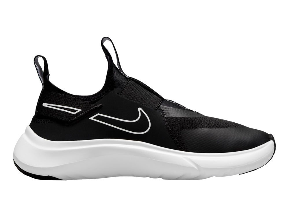 Tenis Nike Flex Plus color negro con suela blanca, estilo slip-on deportivo.