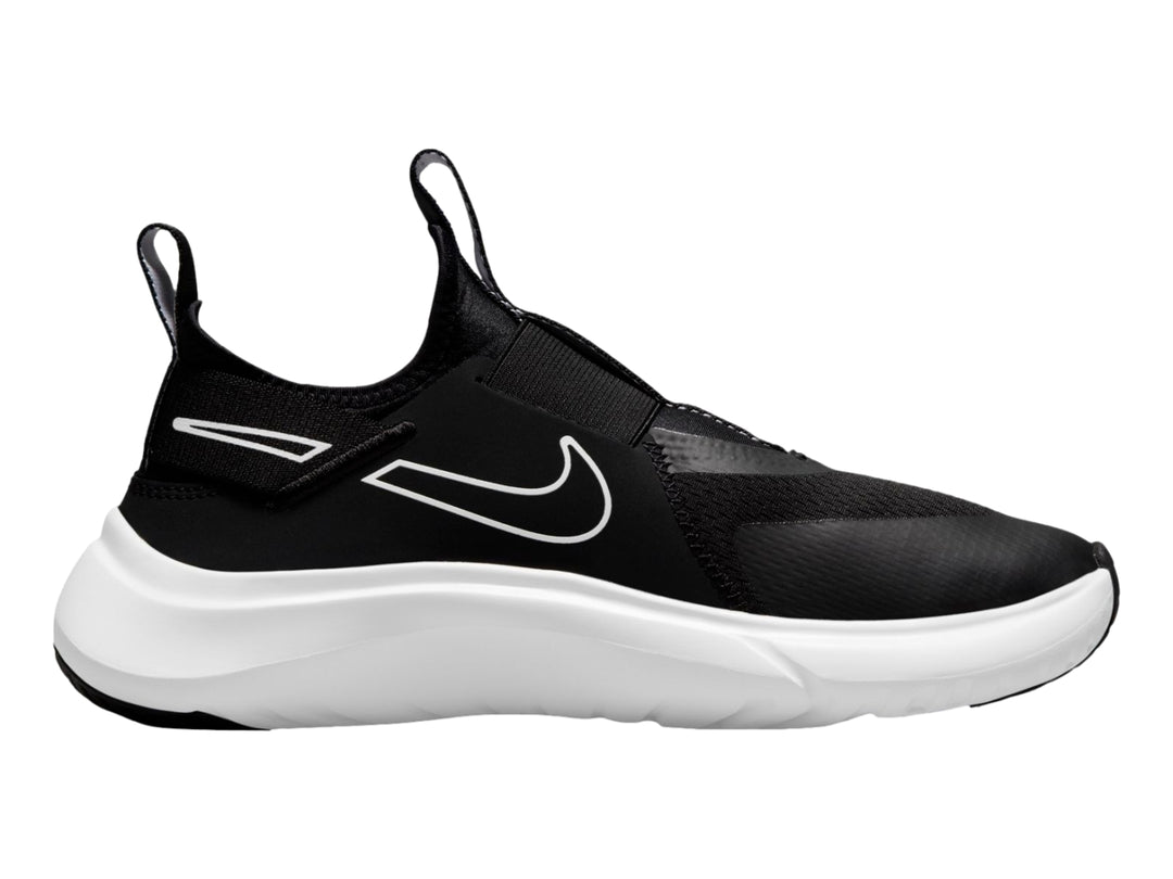 Tenis Nike Flex Plus color negro con suela blanca, estilo slip-on deportivo.