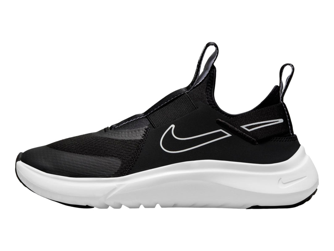 Tenis Nike Flex Plus color negro con suela blanca, estilo slip-on deportivo.