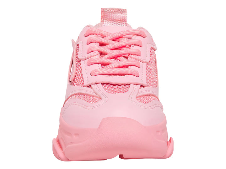 Tenis deportivos chunky para niño o niña en color rosa con suela gruesa y detalles de malla.