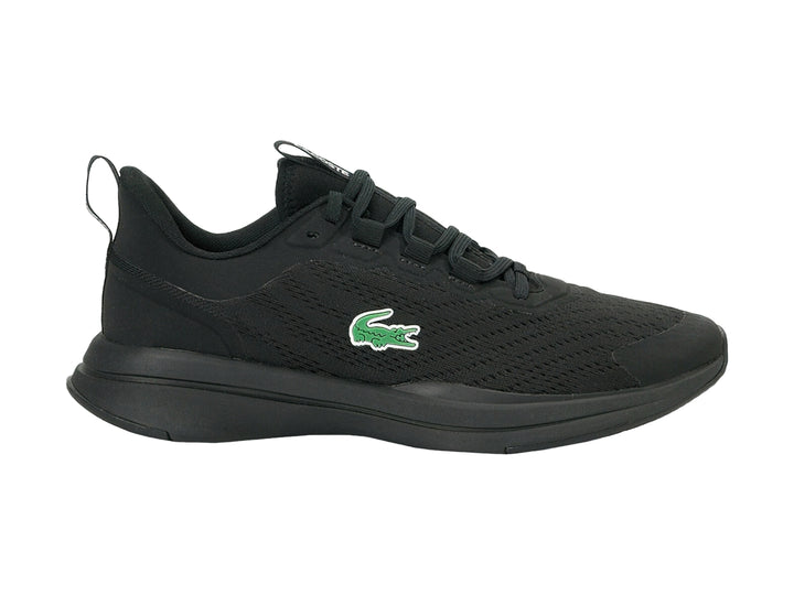 Tenis deportivos Lacoste Run Spin color negro con logotipo verde en el lateral.