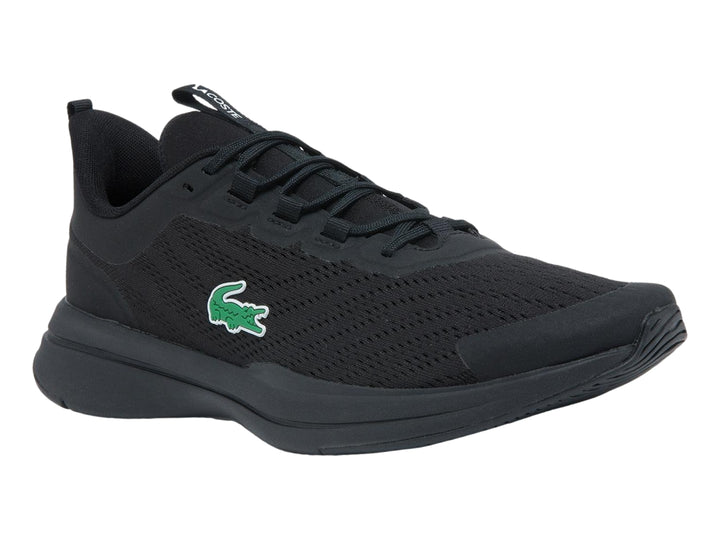 Tenis deportivos Lacoste Run Spin color negro con logotipo verde en el lateral.