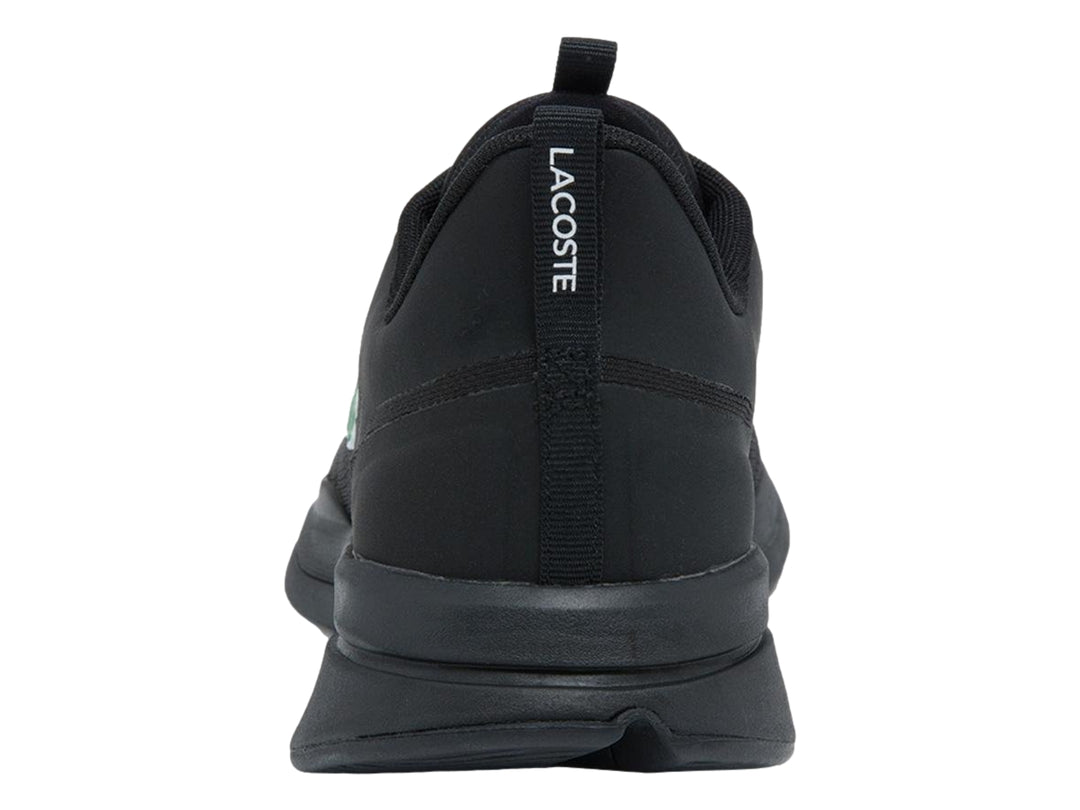 Tenis deportivos Lacoste Run Spin color negro con logotipo verde en el lateral.