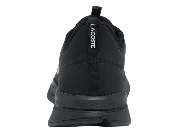 Tenis deportivos Lacoste Run Spin color negro con logotipo verde en el lateral.