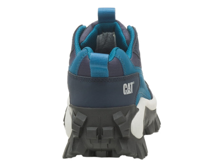 Tenis Caterpillar deportivos en color azul y gris oscuro con suela blanca y negra robusta.