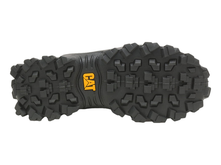 Tenis Caterpillar deportivos en color azul y gris oscuro con suela blanca y negra robusta.