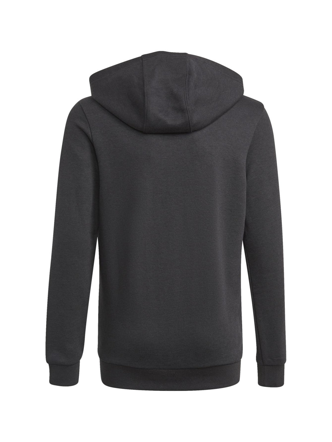 Sudadera negra con capucha y logotipo blanco de Adidas en el pecho.