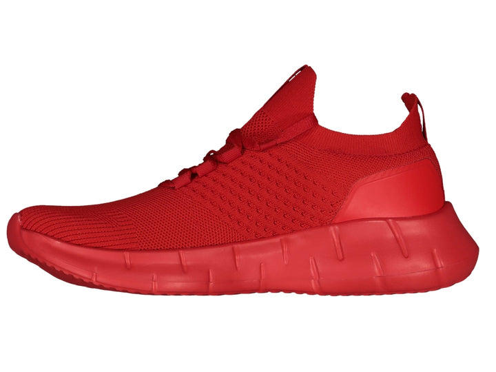 Tenis deportivos Charly color rojo con tejido transpirable y suela robusta.