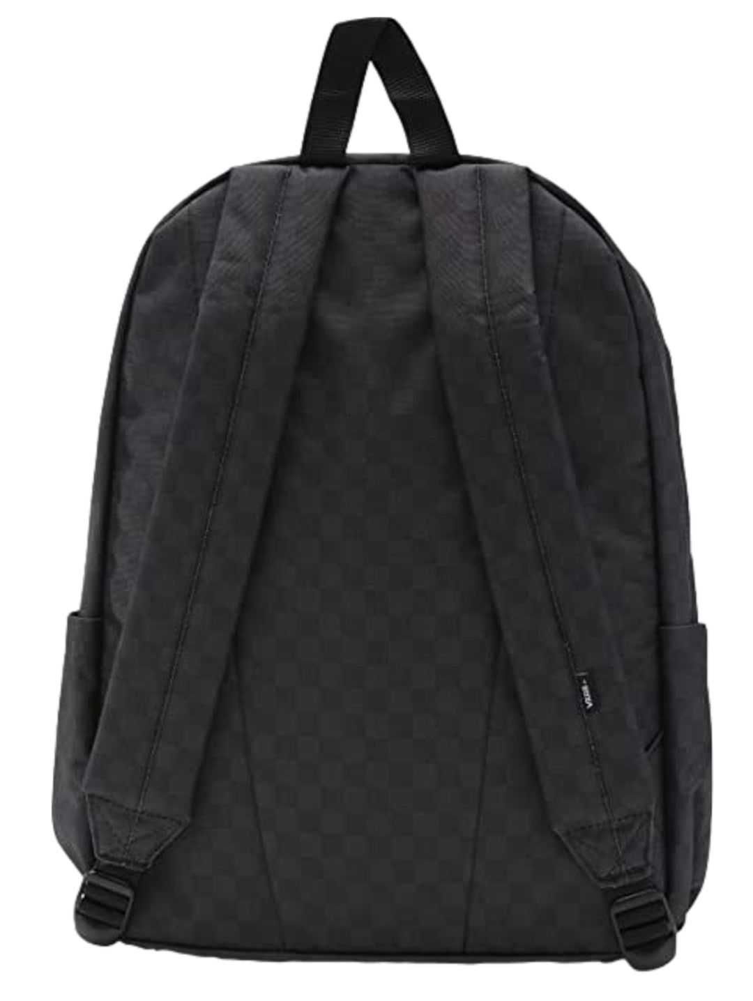 Mochila VANS Old Skool H20 color negro y gris con patrón de cuadros y bolsillo frontal.