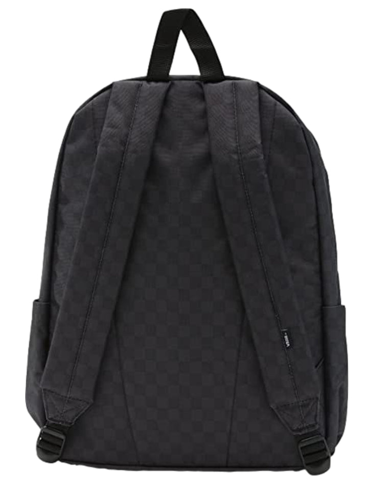 Mochila VANS Old Skool H20 color negro y gris con patrón de cuadros y bolsillo frontal.