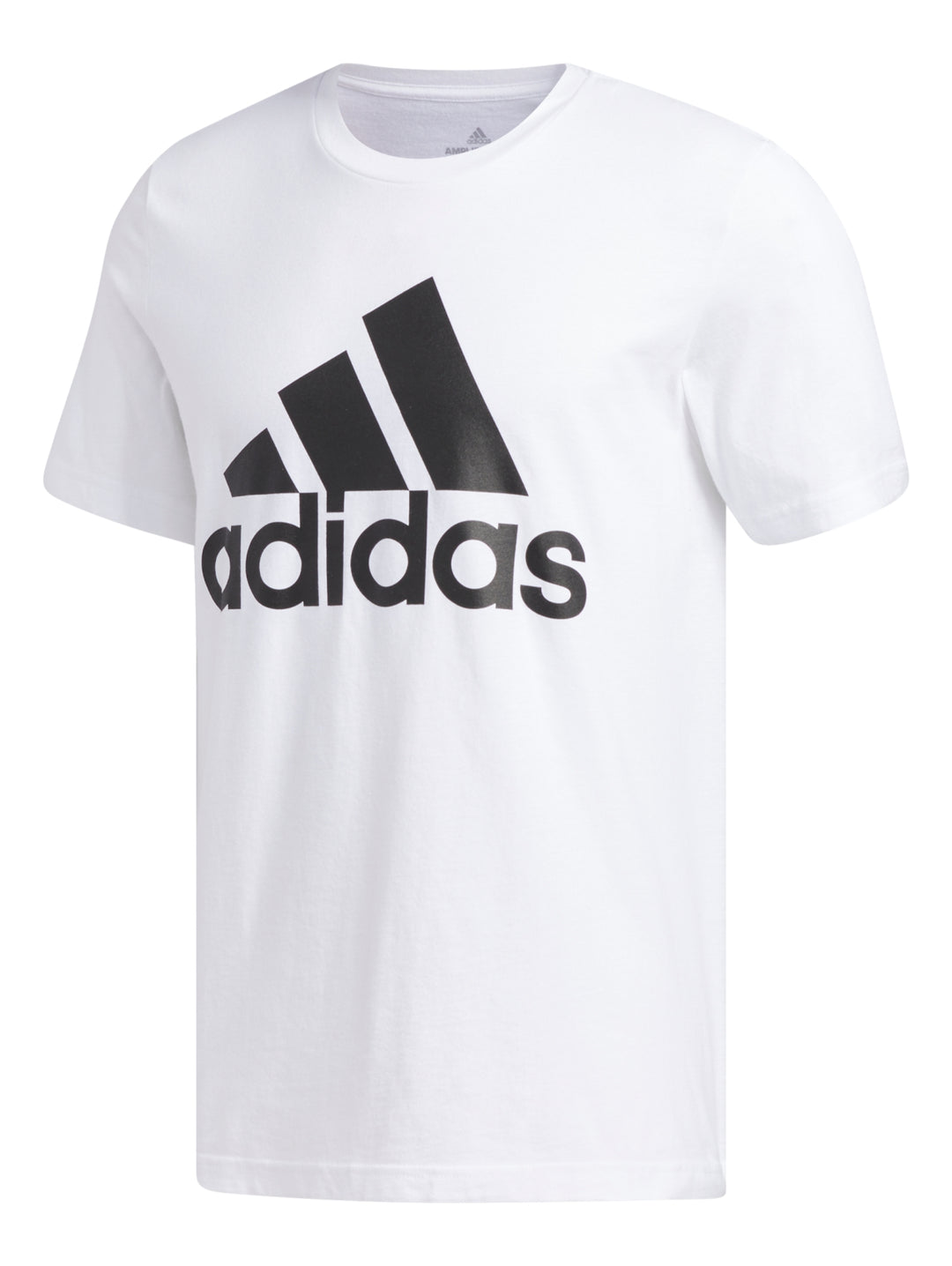 Playera blanca de manga corta con logotipo de Adidas en color negro centrado en el pecho.