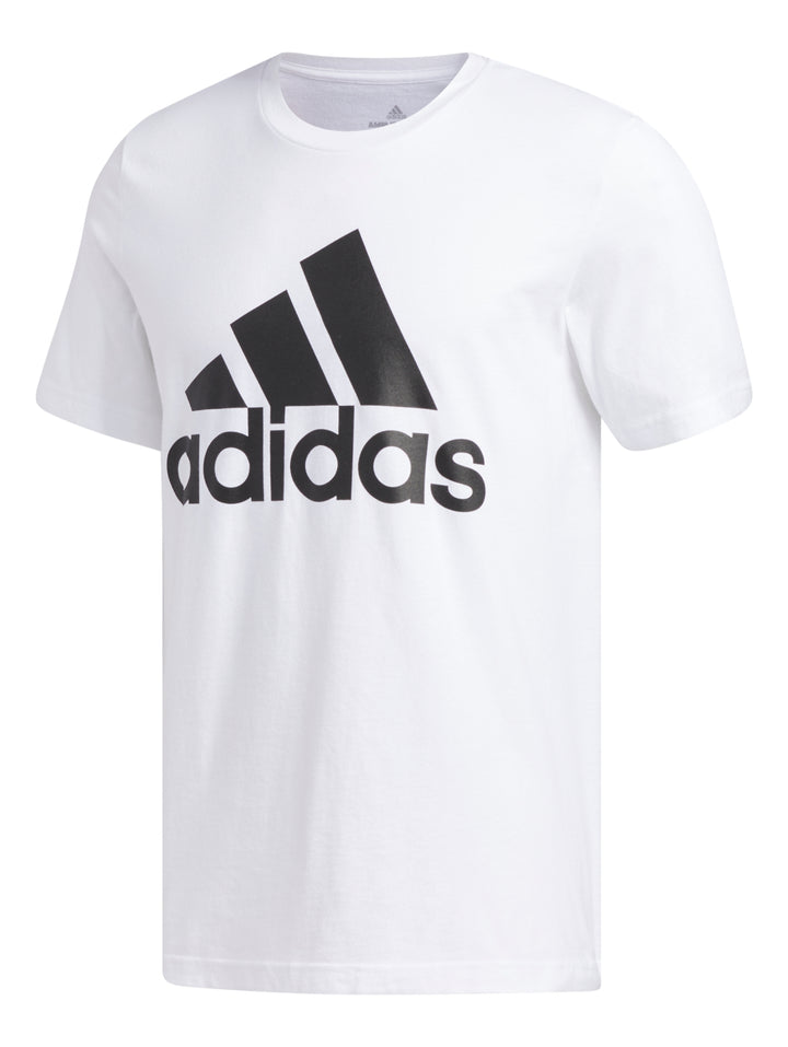Playera blanca de manga corta con logotipo de Adidas en color negro centrado en el pecho.