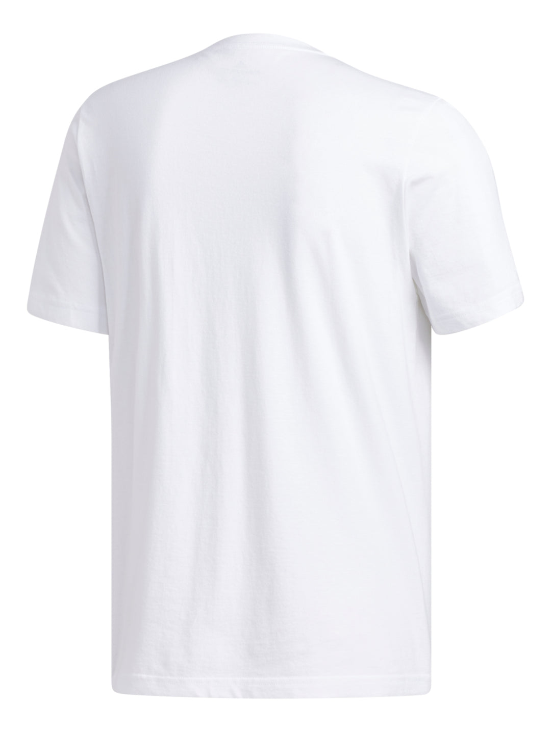 Playera blanca de manga corta con logotipo de Adidas en color negro centrado en el pecho.