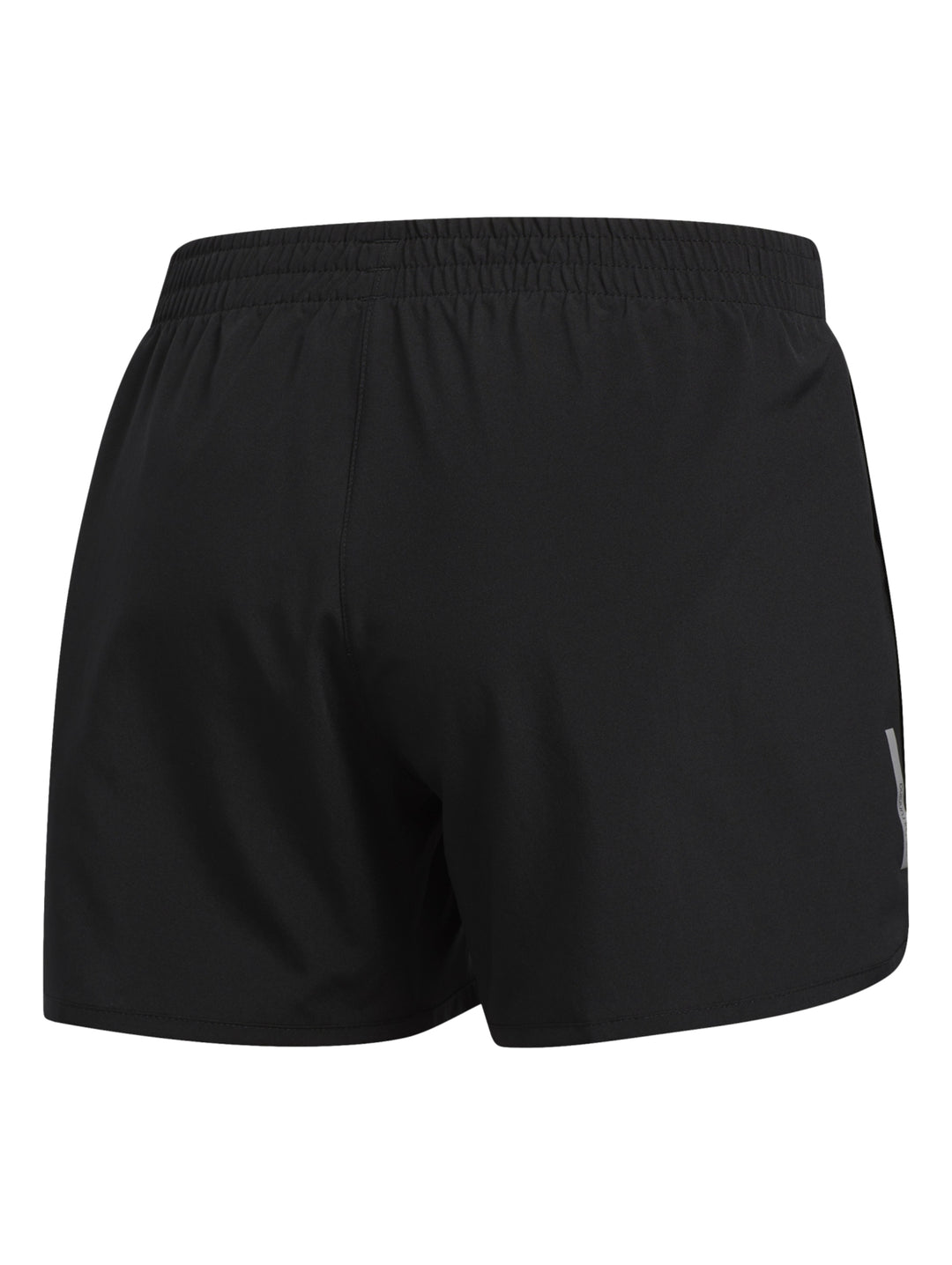 Pantalones cortos deportivos Adidas de color negro con logo gris en la pierna.