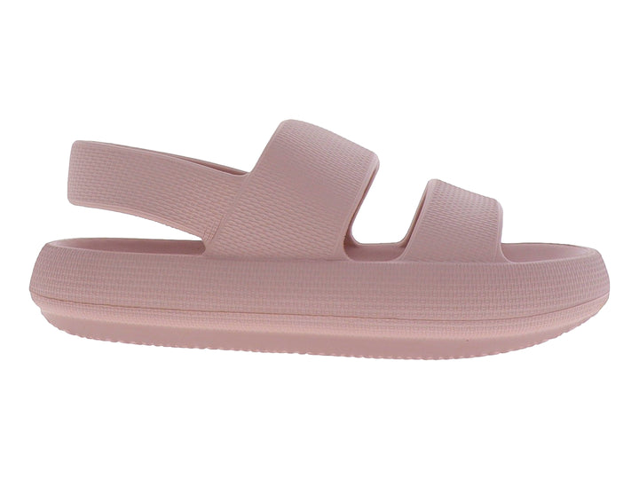 Sandalias de plataforma color rosa con dos tiras anchas y acabado mate.