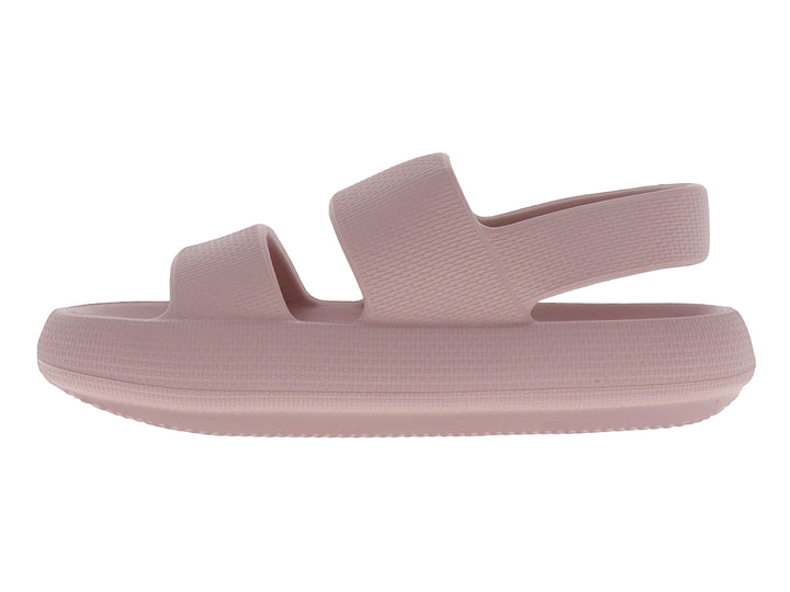Sandalias de plataforma color rosa con dos tiras anchas y acabado mate.