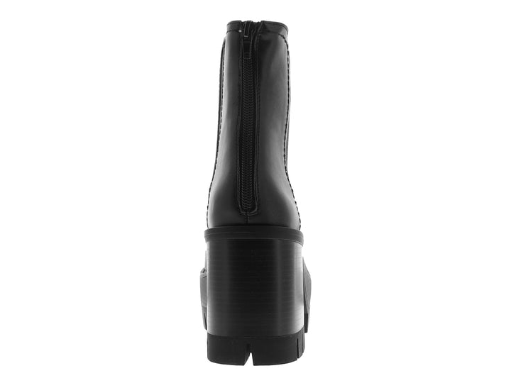 Botas negras de plataforma con tacón grueso y suela dentada para mujer.