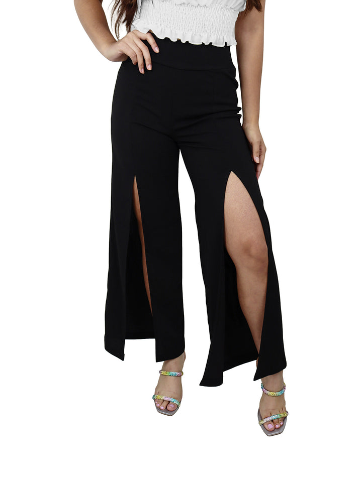 Pantalón Vanidad Negro con Abertura para Mujer