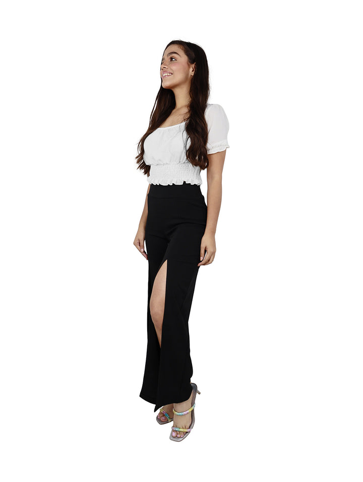Pantalón Vanidad Negro con Abertura para Mujer
