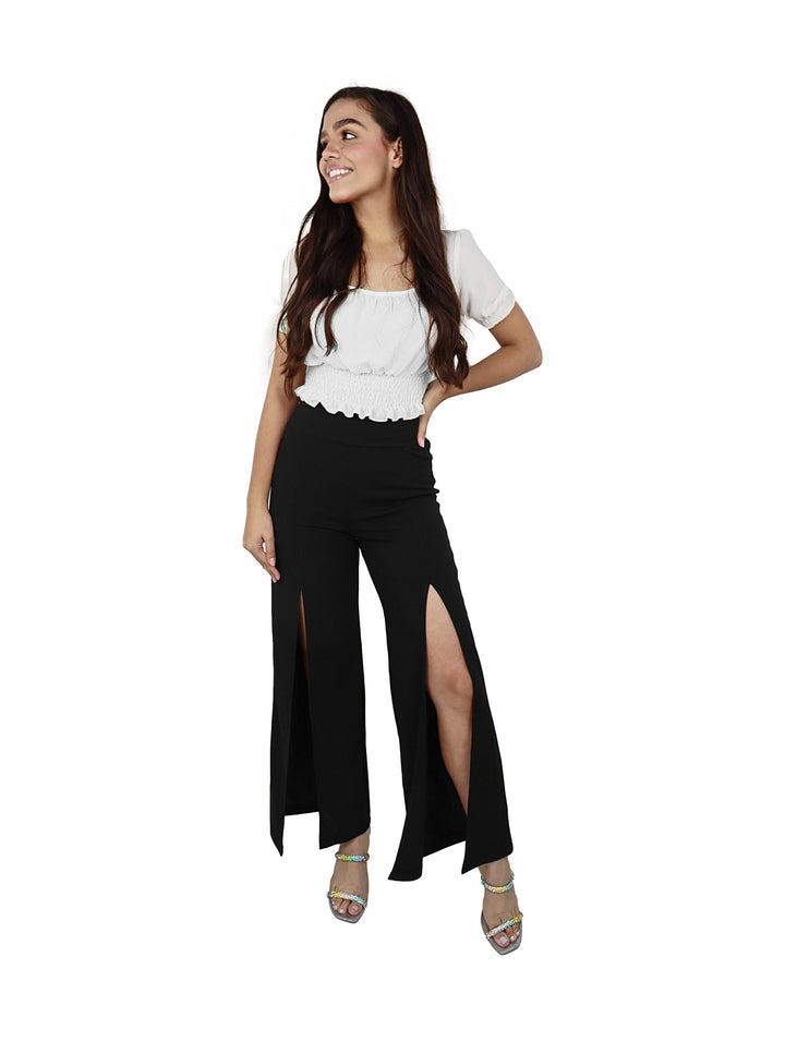Pantalón Vanidad Negro con Abertura para Mujer
