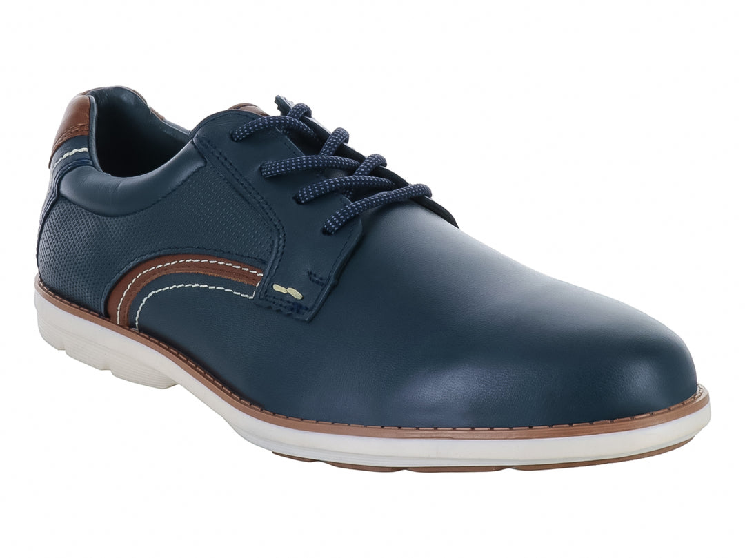 Zapato casual Nevada color azul con detalles en café y suela blanca para Hombre.