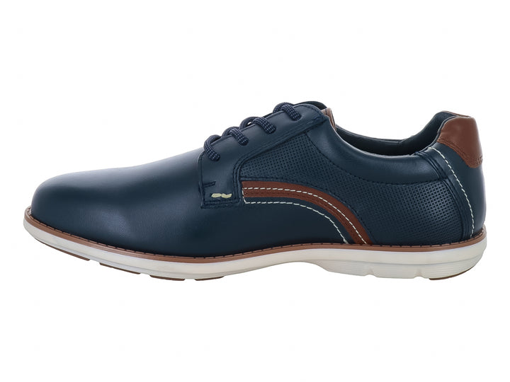 Zapato casual Nevada color azul con detalles en café y suela blanca para Hombre.
